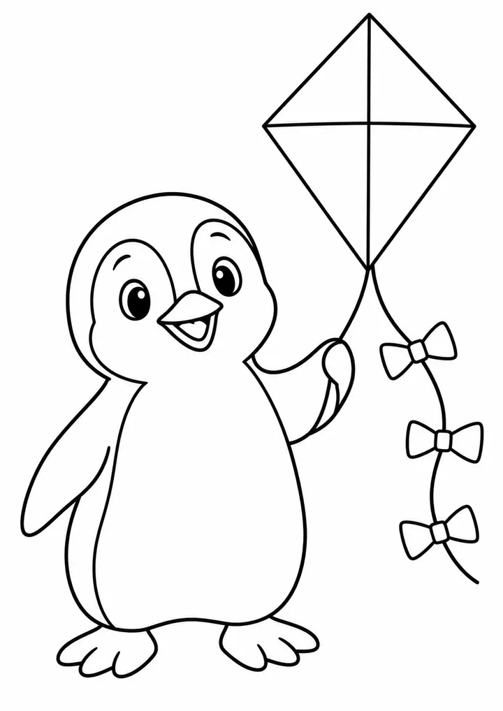 Pinguim com uma pipa