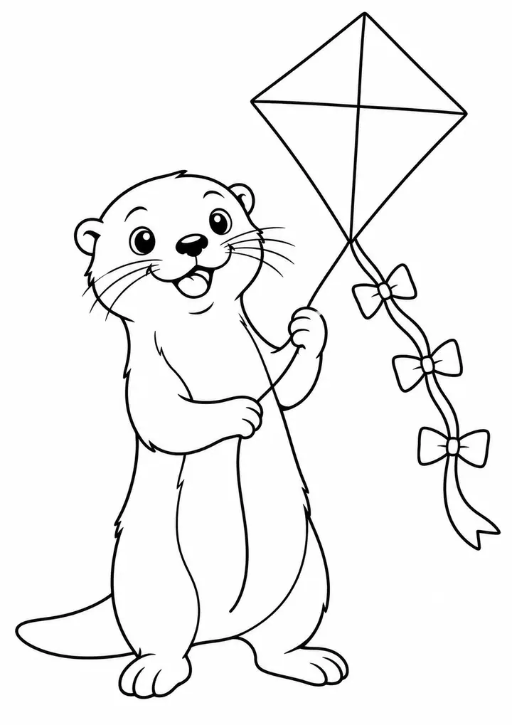 Lontra com uma pipa