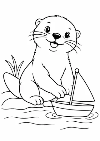 Lontra com um barquinho
