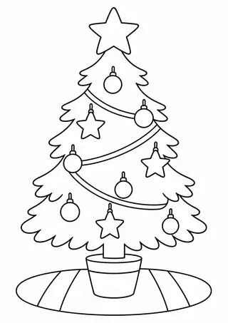Árvore de Natal com estrelas em um tapete redondo