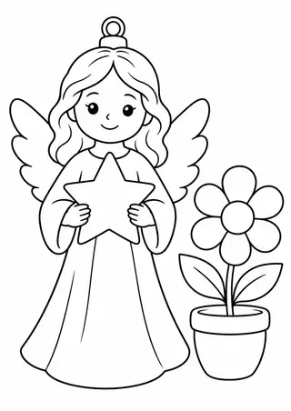 Anjo com estrela e uma flor