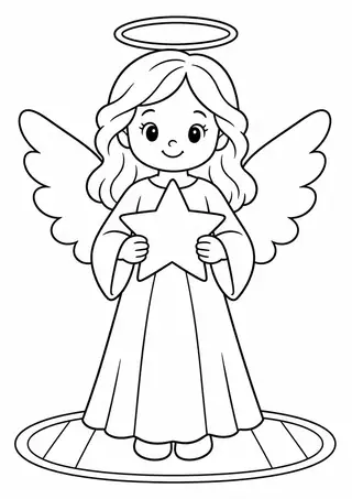 Anjo com estrela em um tapete redondo