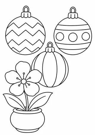 Enfeites de Natal e uma flor