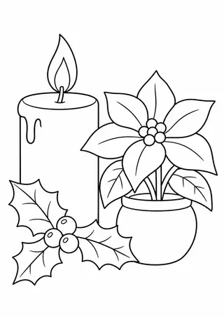 Vela com folhas e uma flor
