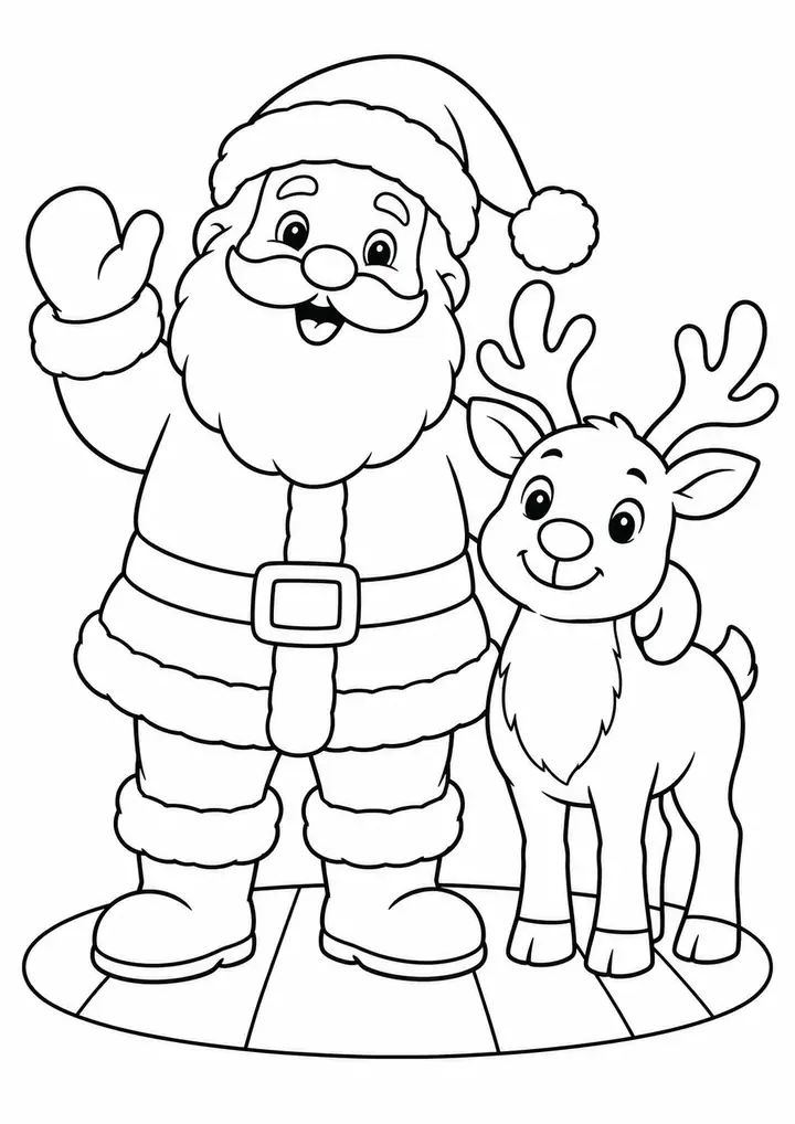 Papai Noel e a rena em um tapete redondo