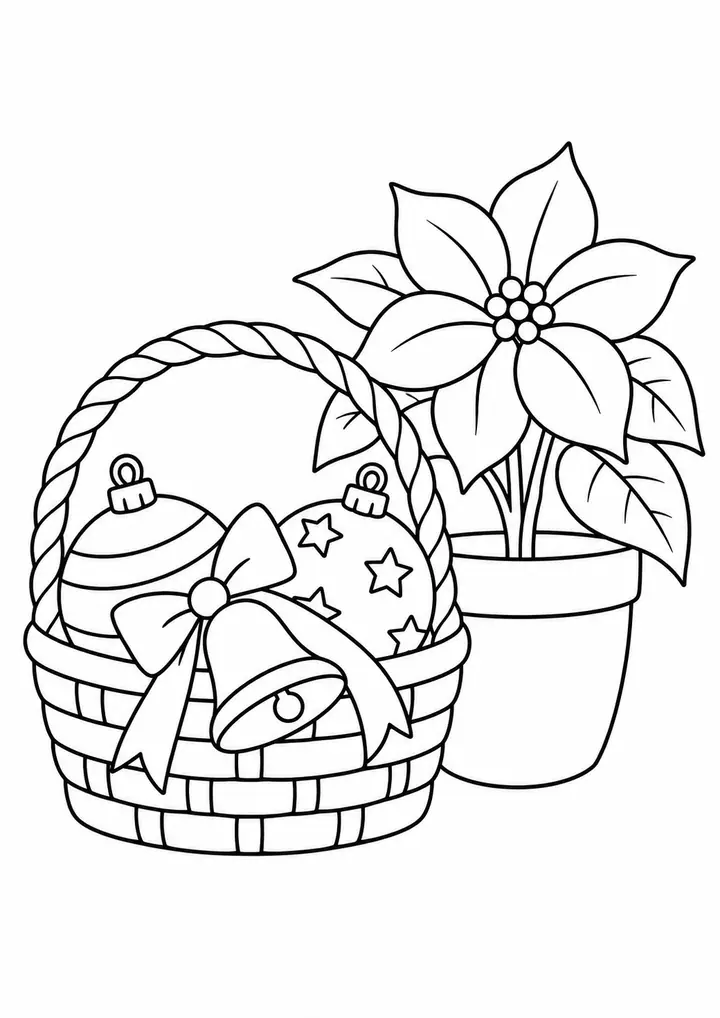 Cesta de enfeites e uma flor