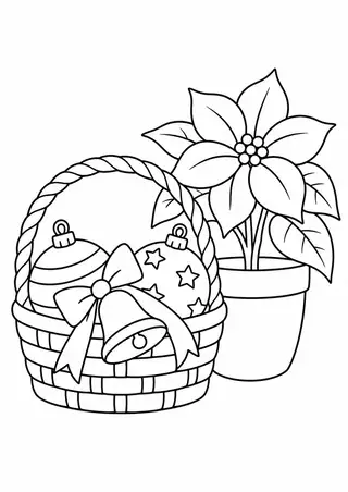 Cesta de enfeites e uma flor