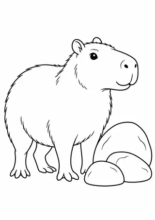 Capivara ao lado de pedras lisas