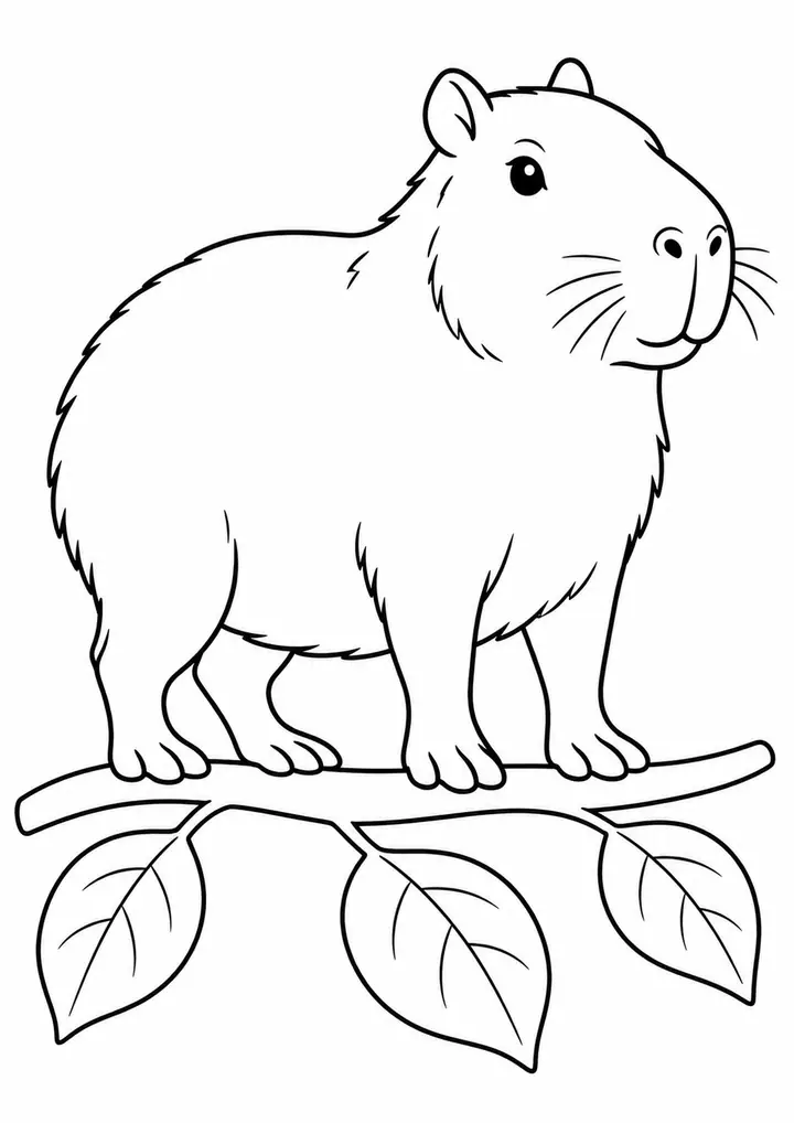 Capivara e um galho curvo