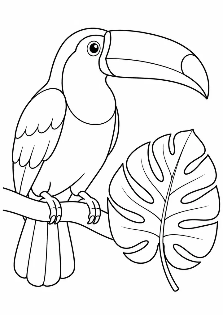 Tucano perto de uma folha grande