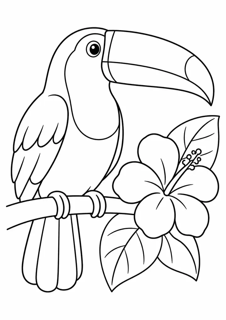 Tucano com uma flor simples