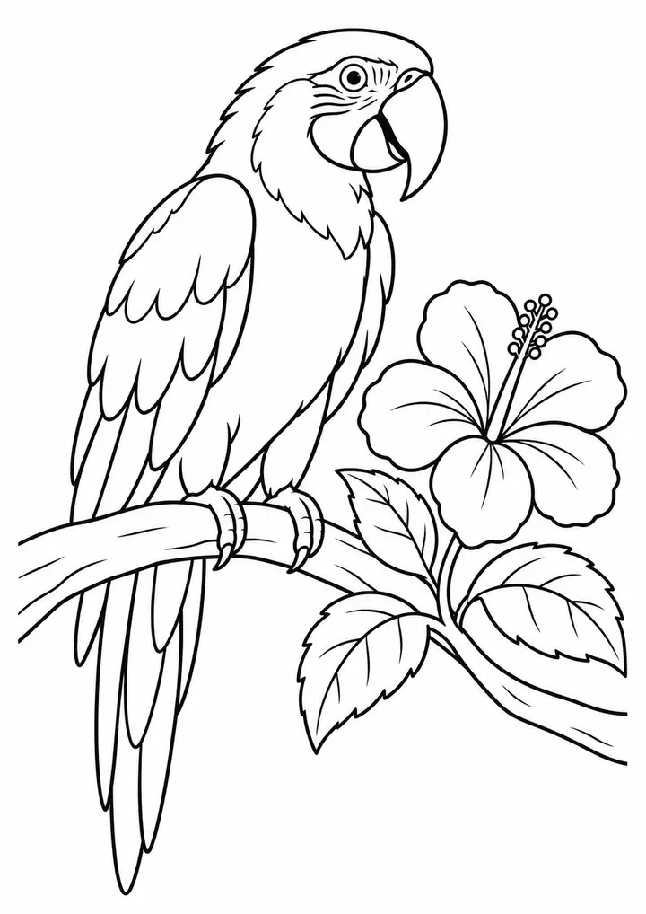 Arara com uma flor simples