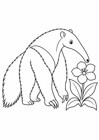 Tamanduá com uma flor simples