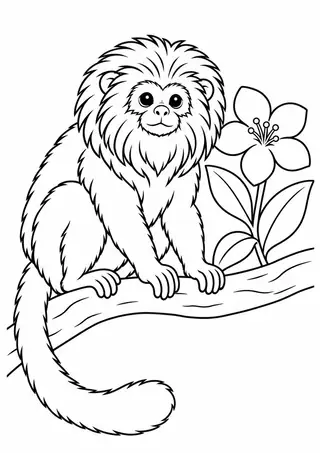 Mico-leão com uma flor simples
