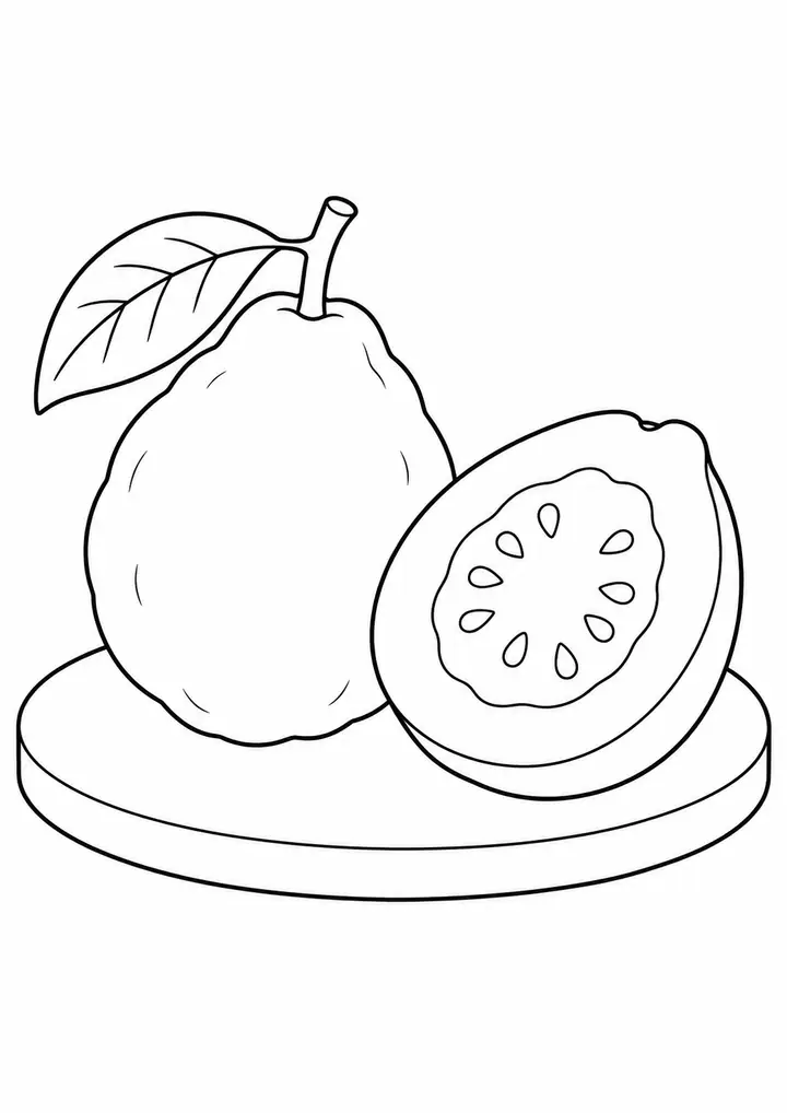 Goiaba cortada na tábua oval