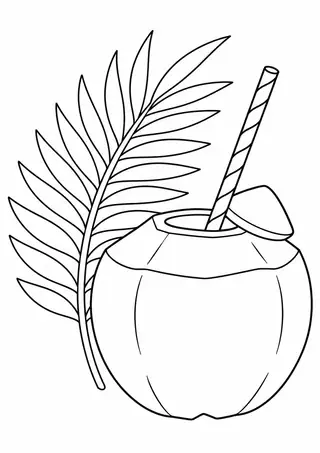 Coco verde com canudo listrado