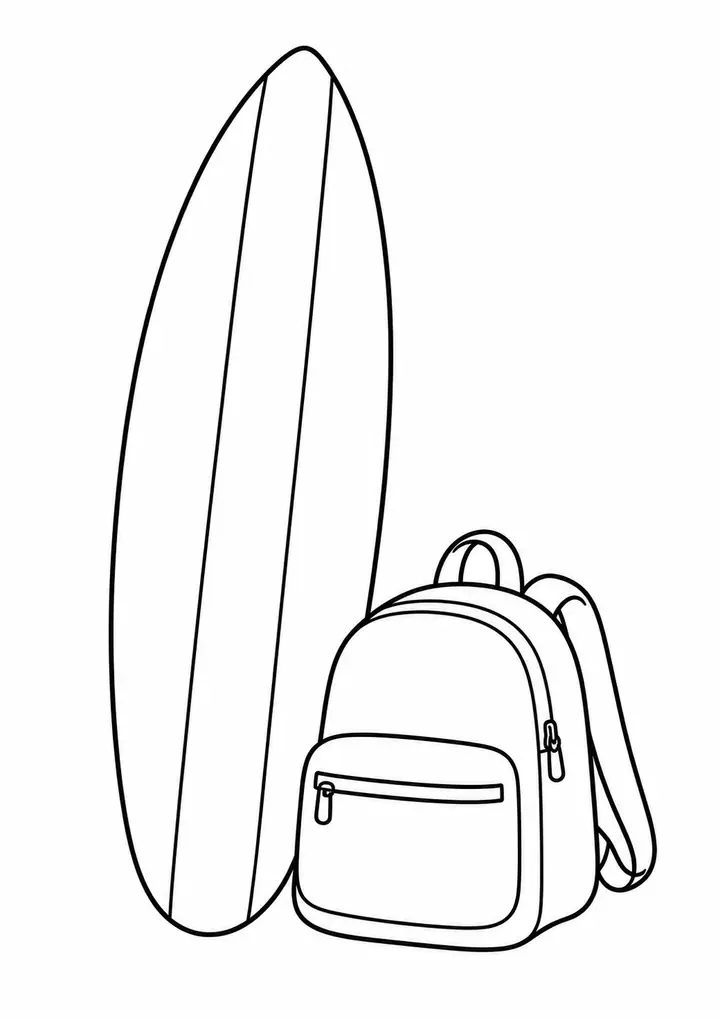 Prancha com faixas e mochila
