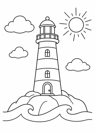 Farol costeiro com ondas largas